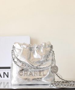 CHANEL 22 - MINI - SILVER METAL - LAMBSKIN - SILVER