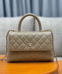 CHANEL COCO - SMALL - DARK BEIGE - CAVIAR - GOLD CHAMPAGNE