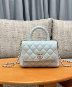 CHANEL COCO - MINI - LIGHT BLUE - CAVIAR - GOLD CHAMPAGNE