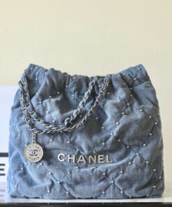 CHANEL 22 - SMALL - BLUE - DENIM - SILVER