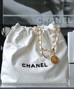 CHANEL 22 - SMALL - WHITE - SHINY CALFSKIN - GOLD