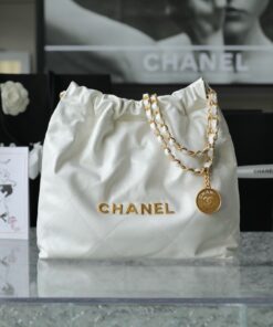 CHANEL 22 - SMALL - WHITE - SHINY CALFSKIN - GOLD