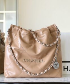 CHANEL 22 - SMALL - BEIGE - SHINY CALFSKIN - SILVER