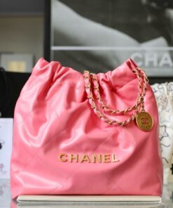 CHANEL 22 - SMALL - PINK - SHINY CALFSKIN - GOLD