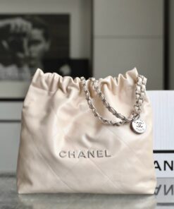 CHANEL 22 - SMALL - LIGHT BEIGE - SHINY CALFSKIN - SILVER