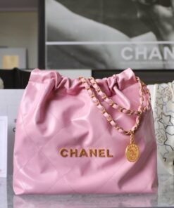 CHANEL 22 - SMALL - PALE PINK - SHINY CALFSKIN - GOLD