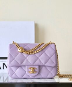 CHANEL FLAP BAG WITH CHAIN 23P - MINI - PURPLE - CAVIAR - GOLD