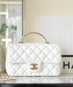 CHANEL TOP HANDLE - SMALL - WHITE - LAMBSKIN - GOLD CHAMPAGNE