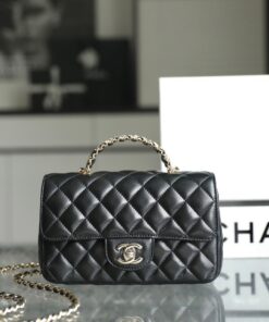 CHANEL TOP HANDLE - SMALL - BLACK - LAMBSKIN - GOLD CHAMPAGNE
