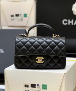 CHANEL TOP HANDLE - BLACK - LAMBSKIN - GOLD CHAMPAGNE