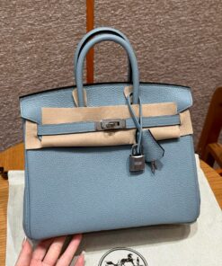 HERMES BIRKIN - 25 - BLUE LIN - TOGO - PHW