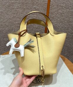 HERMES PICOTIN - 18 - JAUNE POUSSIN - CLEMENCE - GHW