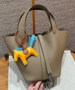 HERMES PICOTIN - 18 - BEIGE MARFE - CLEMENCE - PHW