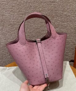 HERMES PICOTIN – 18 – CYCLAEN – OSTRICH – PHW