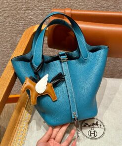 HERMES PICOTIN - 18 - BLUE JEAN - CLEMENCE - PHW