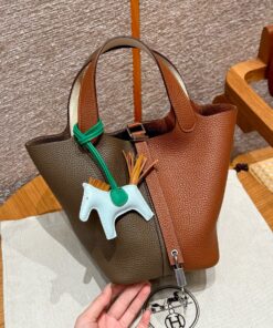 HERMES PICOTIN - 18 - ETOUPE & GOLD & NATA - CLEMENCE - PHW