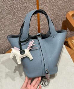 HERMES PICOTIN - 18 - BLUE LIN - CLEMENCE - PHW