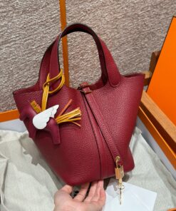 HERMES PICOTIN - 18 - ROUGE GRENAT - CLEMENCE - GHW