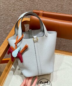 HERMES PICOTIN - 18 - BLUE PALE - CLEMENCE - GHW