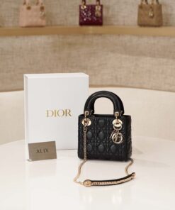 DIOR LADY – MINI – BLACK – LAMBSKIN – GOLD