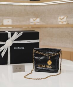 CHANEL 22 – MINI – BLACK – SHINY CALFSKIN – GOLD