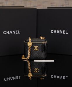 CHANEL VANITY WITH CHAIN - MINI - BLACK - CAVIAR - GOLD