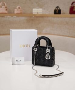 DIOR LADY – MINI – BLACK – LAMBSKIN – SILVER