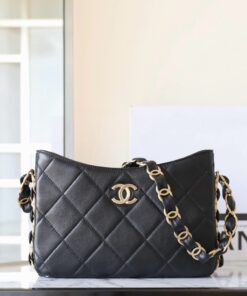 CHANEL HOBO 24K - BLACK - LAMBSKIN - GOLD