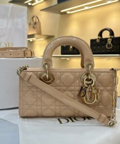 DIOR LADY D-JOY – SMALL – BEIGE – PATENT LAMBSKIN – GOLD