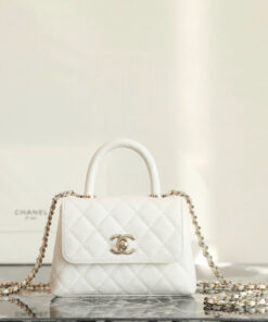 CHANEL COCO - MICRO - WHITE - CAVIAR - GOLD CHAMPAGNE