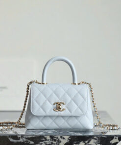 CHANEL COCO - MICRO - LIGHT BLUE - CAVIAR - GOLD CHAMPAGNE