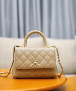 CHANEL COCO - MINI - DARK BEIGE - CAVIAR - GOLD CHAMPAGNE