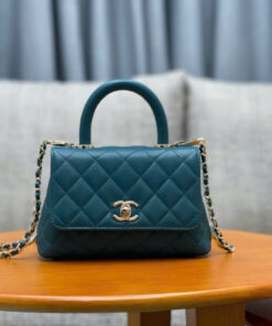 CHANEL COCO – MINI – GREEN  – CAVIAR – GOLD CHAMPAGNE