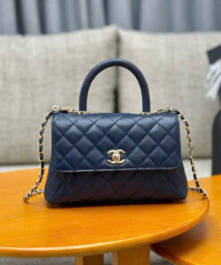 CHANEL COCO – SMALL – NAVY BLUE – CAVIAR – GOLD CHAMPAGNE