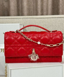 DIOR MISS MINI BAG - RED - LAMBSKIN - GOLD