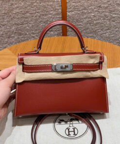 HERMES KELLY – MINI – BRIQUE & NATA – BOX – PHW