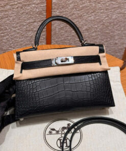 HERMES KELLY – MINI – NOIR  – ALLIGATOR – PHW