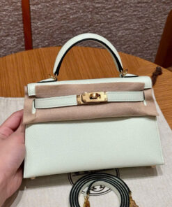 HERMES KELLY – MINI – VERT FIZZ  – EPSOM – GHW