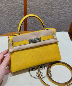 HERMES KELLY - MINI - JAUNE NAPLES - CHEVRE - PHW