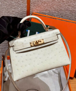 HERMES KELLY - MINI - BETON - OSTRICH - GHW