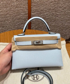 HERMES KELLY – MINI – BLUE PALE – EPSOM – PHW