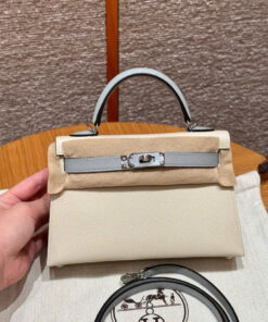HERMES KELLY – MINI – CRAIE & BLUE LIN  – EPSOM – PHW