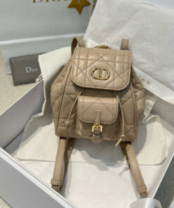 DIOR CARO BACKPACK - SMALL - BEIGE - LAMBSKIN - GOLD