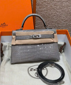 HERMES KELLY – MINI – GRIS CIMENT – ALLIGATOR – PHW