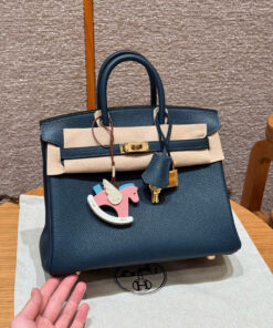 HERMES BIRKIN - 25 - BLUE PRESSE - TOGO - GHW