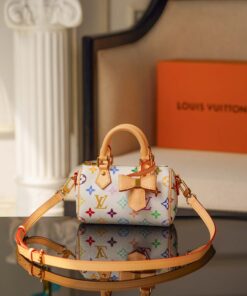 LV NANO SPEEDY - TM - WHITE - MONOGRAM MULTICOLOR CANVAS - GOLD