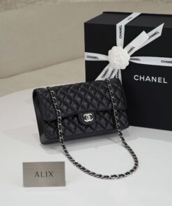 CHANEL CLASSIC - 25 - BLACK - CAVIAR - SILVER