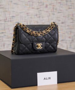 CHANEL FLAP BAG 25P - MINI - BLACK - CAVIAR - GOLD