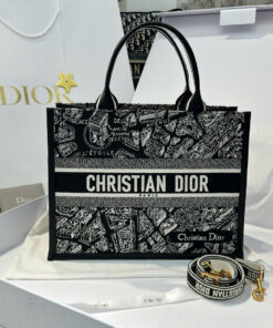 DIOR BOOK TOTE – MEDIUM – BLACK – CANVAS