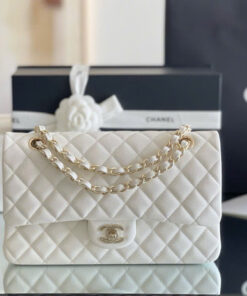 CHANEL CLASSIC - 25 - WHITE - CAVIAR - GOLD CHAMPAGNE